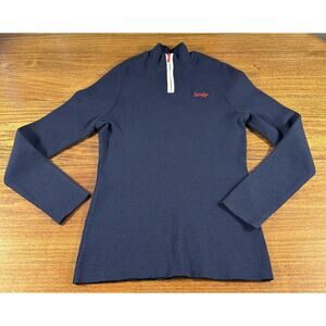 Wendy's Employee 1/4 Zip Sweater Women's M Navy Blue Wool Barco Uniforms